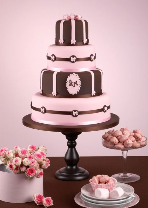 torta primera comunion lazo rosado pastelería Sweets